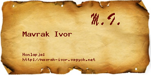 Mavrak Ivor névjegykártya